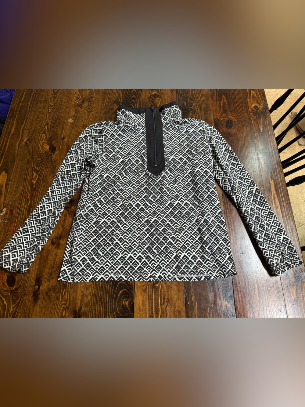 Duffield Lane Black & White Geometric Quarter-Zip Pullover